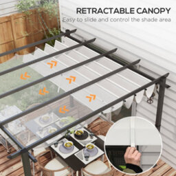Outsunny 3X3(M) Pergola Gazebo Sun Shade Shelter Aluminium Garden Canopy, Grey - thumbnail 4