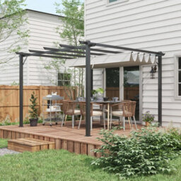 Outsunny 3X3(M) Pergola Gazebo Sun Shade Shelter Aluminium Garden Canopy, Grey - thumbnail 7