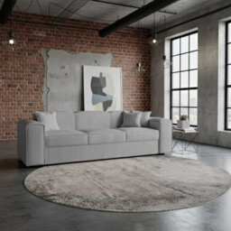 Santos Living Room Sofa Bed Chipboard Frame Polyurethane Foam Wave Springs Freestanding 252X88X79Cm Light Grey - thumbnail 2