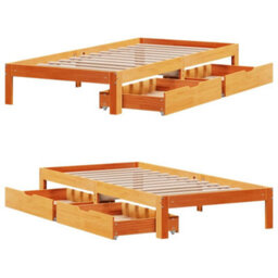 Berkfield Bed Frame With Drawers Without Mattress Wax Brown 90X190 Cm Single - thumbnail 9