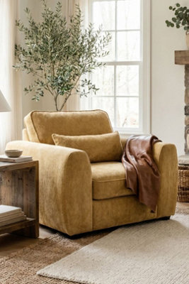 Loft Home Elara Warm Ochre Wide Fabric Armchair - image 1