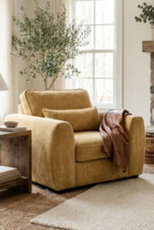 Loft Home Elara Warm Ochre Wide Fabric Armchair - thumbnail 1