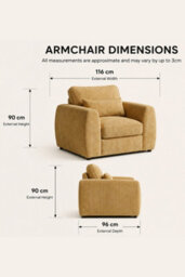 Loft Home Elara Warm Ochre Wide Fabric Armchair - thumbnail 3