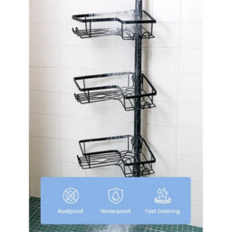 4-Tier Telescopic Shower Caddy Corner Bathroom Corner Shelves Adjustable Storage - thumbnail 3