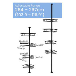 4-Tier Telescopic Shower Caddy Corner Bathroom Corner Shelves Adjustable Storage - thumbnail 2