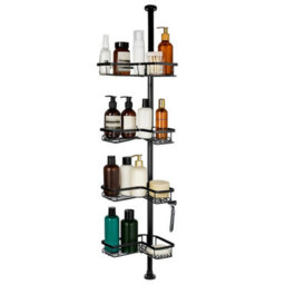 4-Tier Telescopic Shower Caddy Corner Bathroom Corner Shelves Adjustable Storage - thumbnail 1