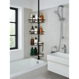 4-Tier Telescopic Shower Caddy Corner Bathroom Corner Shelves Adjustable Storage - thumbnail 6