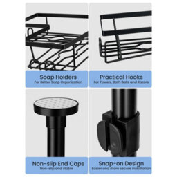 4-Tier Telescopic Shower Caddy Corner Bathroom Corner Shelves Adjustable Storage - thumbnail 5