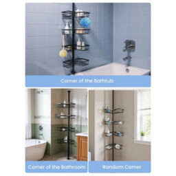 4-Tier Telescopic Shower Caddy Corner Bathroom Corner Shelves Adjustable Storage - thumbnail 4
