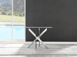 Furniturebox Novara 100Cm 4 Seater Grey Concrete Effect Round Wooden Dining Table With Silver Chrome Legs - thumbnail 7