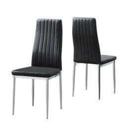 Furnizone UK Set Of 2 Dining Chairs - Monza Modern Dining Chairs - Black Faux Leather Chrome Legs Dining Chairs - Kitchen Dining Room Chairs - thumbnail 2