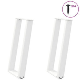 Berkfield Console Table Legs U-Shaped 2 Pcs White 28X(72-73) Cm Steel - thumbnail 1