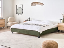 Beliani Bed Without Headboard Boucle Roanne 180 X 200 Cm (Eu Super King) Dark Green - thumbnail 2