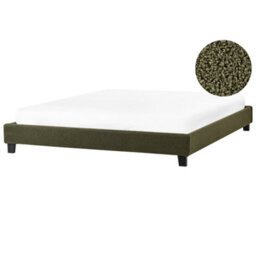 Beliani Bed Without Headboard Boucle Roanne 180 X 200 Cm (Eu Super King) Dark Green - thumbnail 1