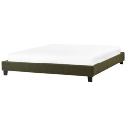 Beliani Bed Without Headboard Boucle Roanne 180 X 200 Cm (Eu Super King) Dark Green - thumbnail 4
