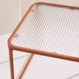Sweeek - Set Of 2 Nesting Tables Metal And Ribbed Glass Orange And Pink - Tano - thumbnail 7