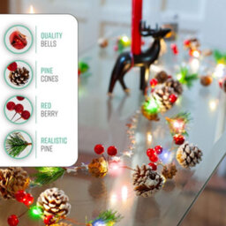Globrite Christmas Garland - 2M Multi-Coloured Led Faux Pine, Pre-Lit 20 Led Lights Decoration For Fireplace,stairs & Indoor Décor - thumbnail 7
