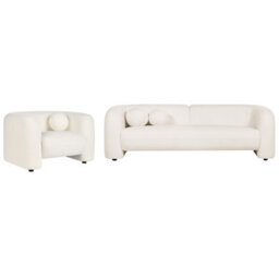 Beliani Living Room Set 4 Seater Leiren Boucle White - thumbnail 4