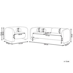 Beliani Living Room Set 4 Seater Leiren Boucle White - thumbnail 3