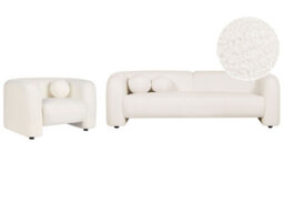 Beliani Living Room Set 4 Seater Leiren Boucle White - thumbnail 2