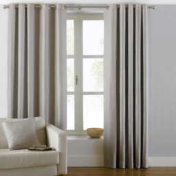 Paoletti Atlantic Twill Woven Room Darkening Eyelet Curtain Pair Natural (W)168Cm X (D)183Cm - thumbnail 1