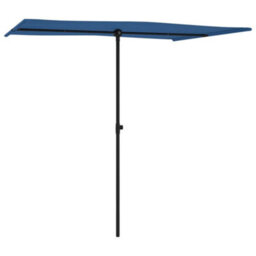 Berkfield Outdoor Parasol With Aluminium Pole 2X1.5 M Azure Blue - thumbnail 2