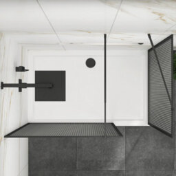 Royal Bathrooms Luxor Walk In Wet Room Fluted Shower Enclosure With 1600 X 800mm Stone Tray & Matt Black Frame 8mm Easy Clean Glass - thumbnail 5