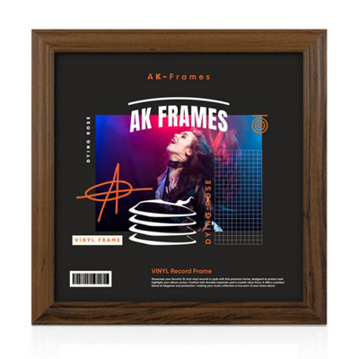"12X12""  Walnut Classic Vinyl Record Frame For 12 Inch Lp Album Covers - Elegant Wall Display - Ak Frames" - image 1