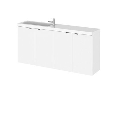 Hudson Reed Fusion Vanity Unit & Basin Compact, Bathroom Sink Vanity Unit, Gloss White, 1200mm - image 1