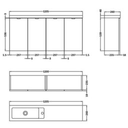 Hudson Reed Fusion Vanity Unit & Basin Compact, Bathroom Sink Vanity Unit, Gloss White, 1200mm - thumbnail 4