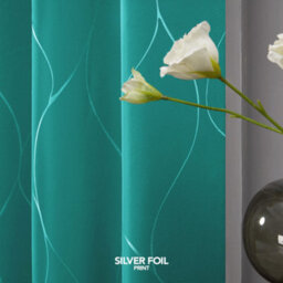 Deconovo Blackout Ring Top Thermal Curtains, Wave Line Foil Printed Curtains For Kids Bedroom, 46 X 54 Inch, Turquoise, One Pair - thumbnail 5