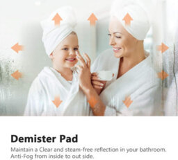 Emke Illuminated Bluetooth Bathroom Mirror With Shaver Socket, 500X700mm Bathroom Mirror With Fuse, Demister, Clock - thumbnail 4