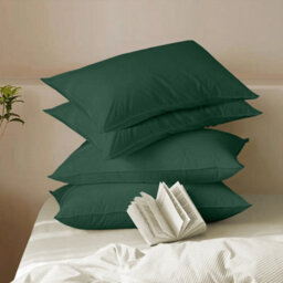 Bedlooms Dyed Pillowcase 2 Pair- Soft Plain Pillow Covers Emerald Green Envelop Closure -Easy Care Pillowcase Bedding Set 50X75 Cm - thumbnail 7