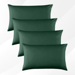 Bedlooms Dyed Pillowcase 2 Pair- Soft Plain Pillow Covers Emerald Green Envelop Closure -Easy Care Pillowcase Bedding Set 50X75 Cm - thumbnail 1