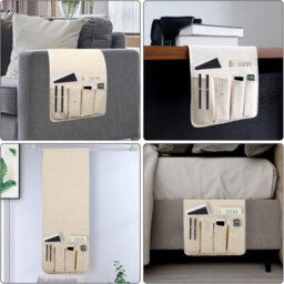 Non-Slip Sofa Armrest Organizer With 5 Pockets, Remote Control Holder (88.9 X 31.5 Cm, Beige) - thumbnail 4