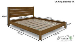 Nodax King Bed Frame, F15, Solid Pine Wood, Easy Assembly, Sturdy Slats & Extra Support Legs, 5Ft, Oak Finish - thumbnail 7