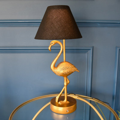 Madison & Mayfair Antique Gold Flamingo Lamp W/black Shade