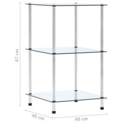 Berkfield 3-Tier Shelf Transparent 40X40X67 Cm Tempered Glass - thumbnail 5