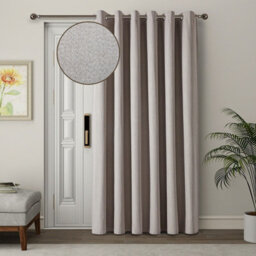Aspire Homeware Beige Linen 100% Blackout Curtain Thermal Insulated Eyelet Single Panel Door Curtain (W)168Cm X (D)213Cm