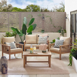 Furniturebox Vitur Wooden Garden Sofa Set, 4 Seat Outdoor Sofa Set, Wooden Garden Furniture Set, 2 Chairs,  Sofa, Coffee Table Set - thumbnail 3