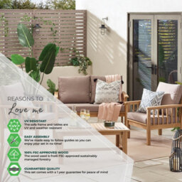 Furniturebox Vitur Wooden Garden Sofa Set, 4 Seat Outdoor Sofa Set, Wooden Garden Furniture Set, 2 Chairs,  Sofa, Coffee Table Set - thumbnail 9