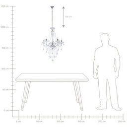 Beliani 5-Light Silver Crystal Chandelier 185 Cm High Gloss Pendant Ceiling Light - thumbnail 7