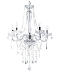 Beliani 5-Light Silver Crystal Chandelier 185 Cm High Gloss Pendant Ceiling Light - thumbnail 2