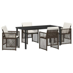 Berkfield Modern Garden Dining Set 5 Pcs Brown Poly Rattan