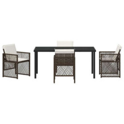 Berkfield Modern Garden Dining Set 5 Pcs Brown Poly Rattan - thumbnail 7