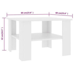 Vidaxl Coffee Table White 60X60X42 Cm Engineered Wood - thumbnail 5