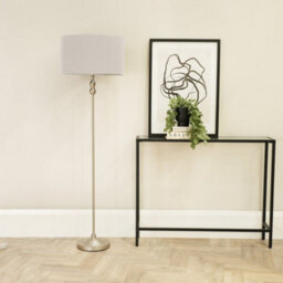 Valuelights Maggie Brushed Chrome Candlestick Floor Lamp With Grey Shade With Led Bulb - thumbnail 4
