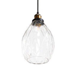 Beliani Pendant Lamp With Textured Transparent Glass Shade And Iron Frame, W20 X H125Cm - thumbnail 4