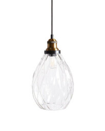 Beliani Pendant Lamp With Textured Transparent Glass Shade And Iron Frame, W20 X H125Cm - thumbnail 2