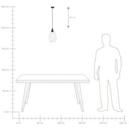 Beliani Pendant Lamp With Textured Transparent Glass Shade And Iron Frame, W20 X H125Cm - thumbnail 9
